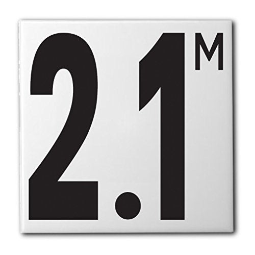 Ceramic Swimming Pool Waterline Depth Marker " 2.1 M " Smooth Finish, 5 inch Font