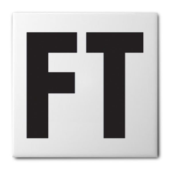 Ceramic Swimming Pool Waterline Depth Marker "FT " Smooth Finish, 4 inch Font