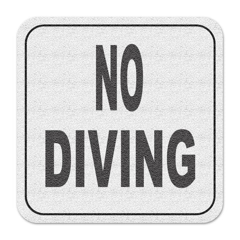 Vinyl Depth Marker Decal 6X6 " No Diving (Text Only)" Abrasive Non Slip Finish