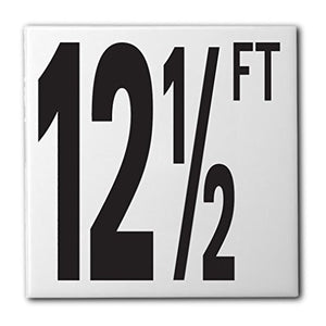 Ceramic Swimming Pool Waterline Depth Marker "12 1/2 FT" Smooth Finish, 5 inch Font