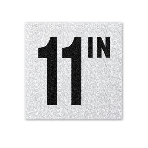 Ceramic Swimming Pool Depth Marker "11 IN" Abrasive Non-Slip Finish 4 Inch Font