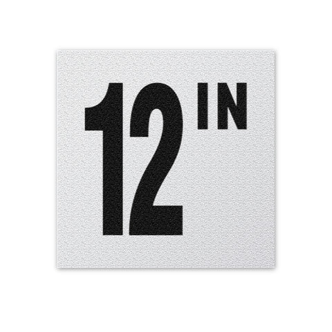 Ceramic Swimming Pool Depth Marker "12 IN" Abrasive Non Slip Finish 4 Inch Font