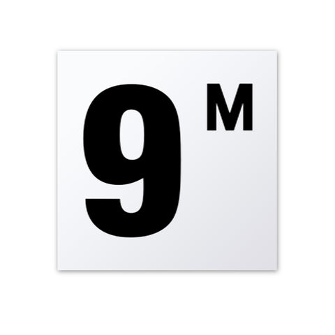 Ceramic Swimming Pool Depth Marker "9 M" Smooth Finish 4 Inch Font