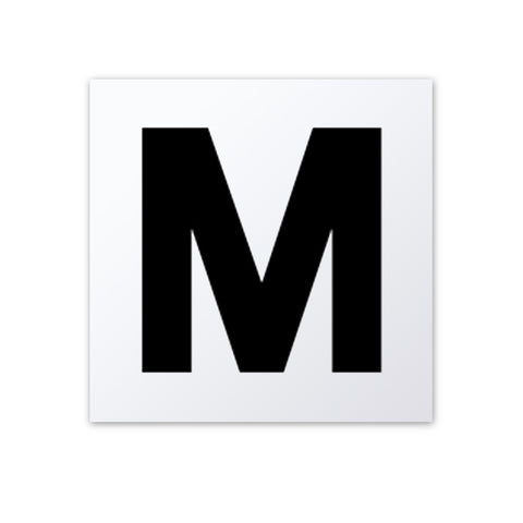 Ceramic Swimming Pool Deck Depth Marker " M " Smooth Finish, 4 inch Font