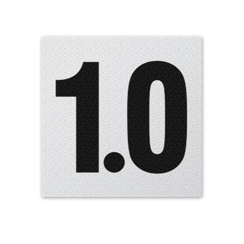 Ceramic Swimming Pool Deck Depth Marker " 1.0 " Abrasive Non-Slip Finish, 4 inch Font
