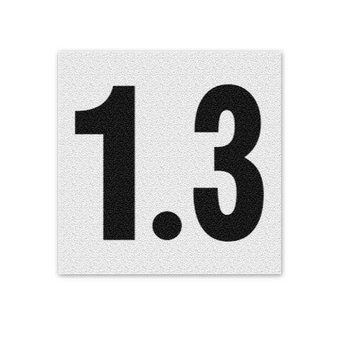 Ceramic Swimming Pool Deck Depth Marker " 1.3 " Abrasive Non-Slip Finish, 4 inch Font