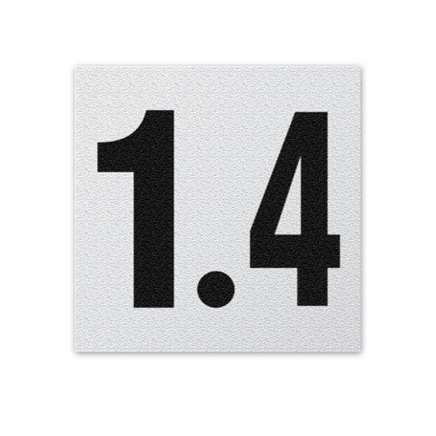 Ceramic Swimming Pool Deck Depth Marker " 1.4 " Abrasive Non-Slip Finish, 4 inch Font