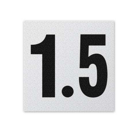 Ceramic Swimming Pool Deck Depth Marker " 1.5 " Abrasive Non Slip Finish, 4 inch Font