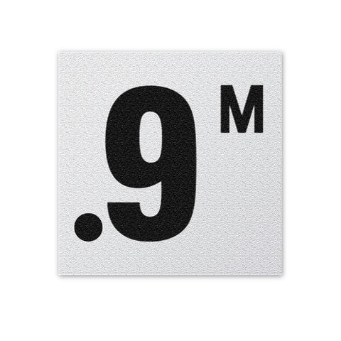 Ceramic Swimming Pool Depth Marker ".9M" Abrasive Non Slip Finish 4 Inch Font