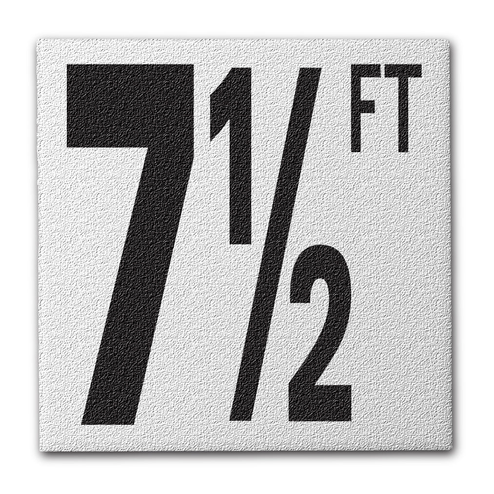 Ceramic Swimming Pool Deck Depth Marker "7 1/2 FT" Abrasive Non-Slip Finish, 5 inch Font