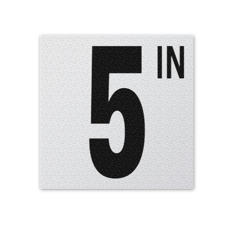 Ceramic Swimming Pool Depth Marker "5 IN" Abrasive Non Slip Finish 5 Inch Font