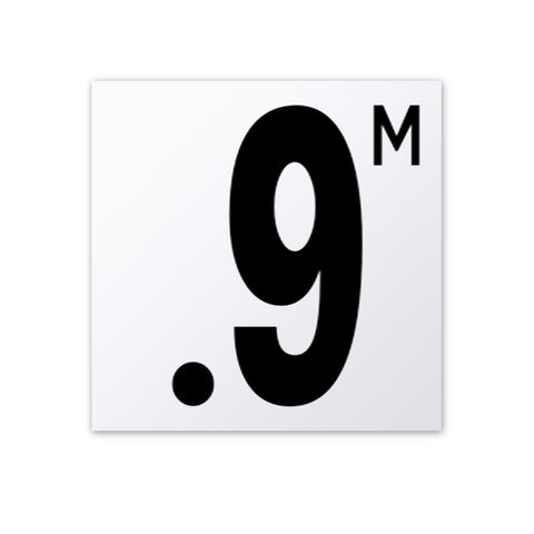 Ceramic Swimming Pool Waterline Depth Marker ".9M" Smooth Finish, 5 inch Font