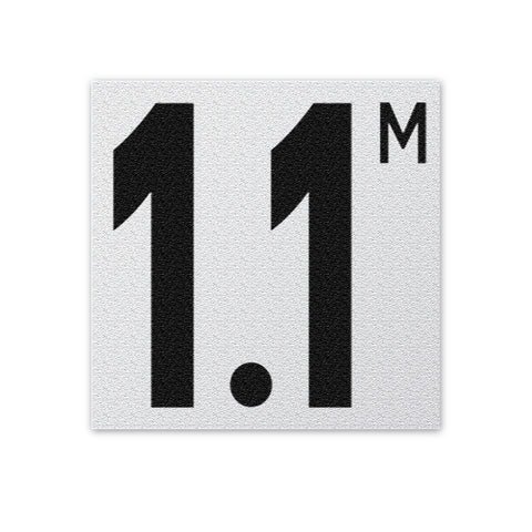Ceramic Swimming Pool Depth Marker "1.1 M " Abrasive Non-Slip Finish 5 Inch Font