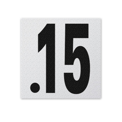 Ceramic Swimming Pool Depth Marker ".15 " Abrasive Non-Slip Finish 5 Inch Font
