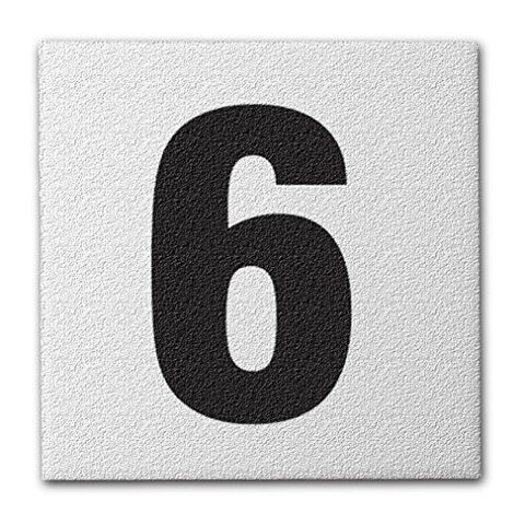 Ceramic Swimming Pool Deck Depth Marker " 6 " Abrasive Non-Slip Finish, 4 inch Font