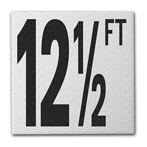 Ceramic Swimming Pool Deck Depth Marker "12 1/2 FT" Abrasive Non-Slip Finish, 5 inch Font