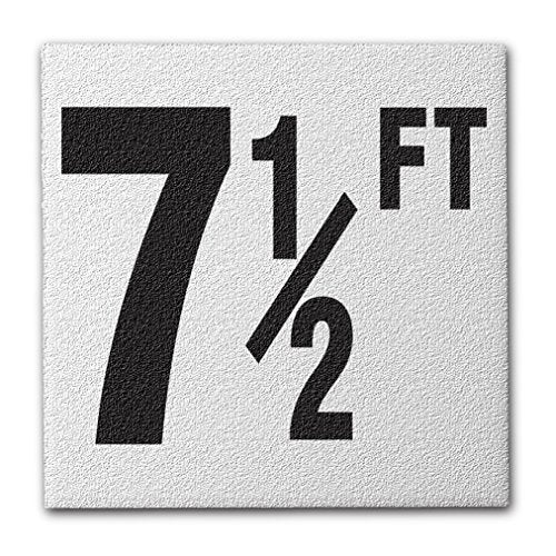 Ceramic Swimming Pool Deck Depth Marker " 7 1/2 FT " Abrasive Non-Slip Finish, 4 inch Font