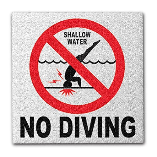 Ceramic Swimming Pool International No Diving Symbol Deck Abrasive Non-Slip Finish