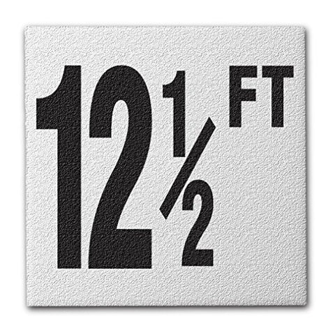 Ceramic Swimming Pool Deck Depth Marker " 12 1/2 FT " Abrasive Non-Slip Finish, 4 inch Font