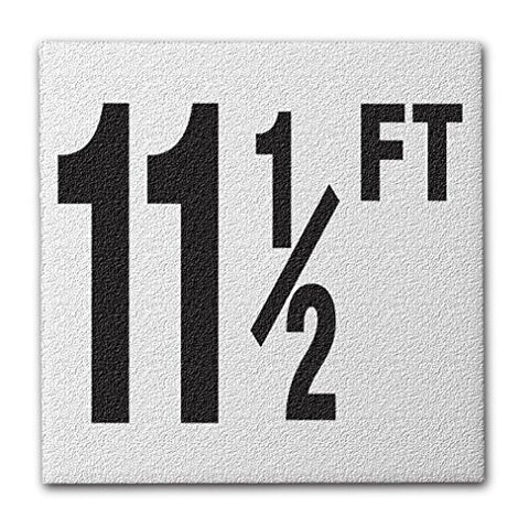 Ceramic Swimming Pool Deck Depth Marker " 11 1/2 FT " Abrasive Non-Slip Finish, 4 inch Font