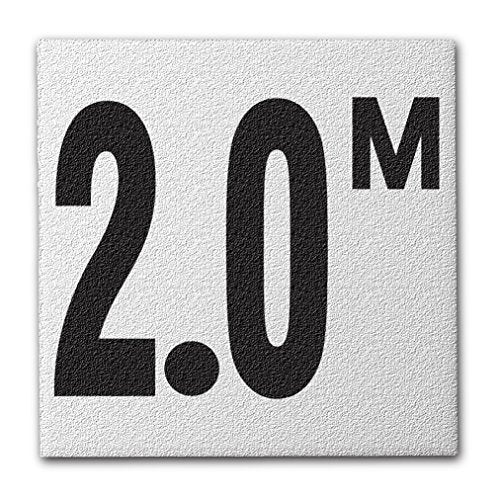 Ceramic Swimming Pool Deck Depth Marker " 2.0 M " Abrasive Non-Slip Finish, 4 inch Font