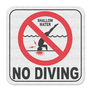 Vinyl Depth Marker Decal 6X6 "International No Diving (With Image)" 4 inch font Abrasive Non Slip Finish