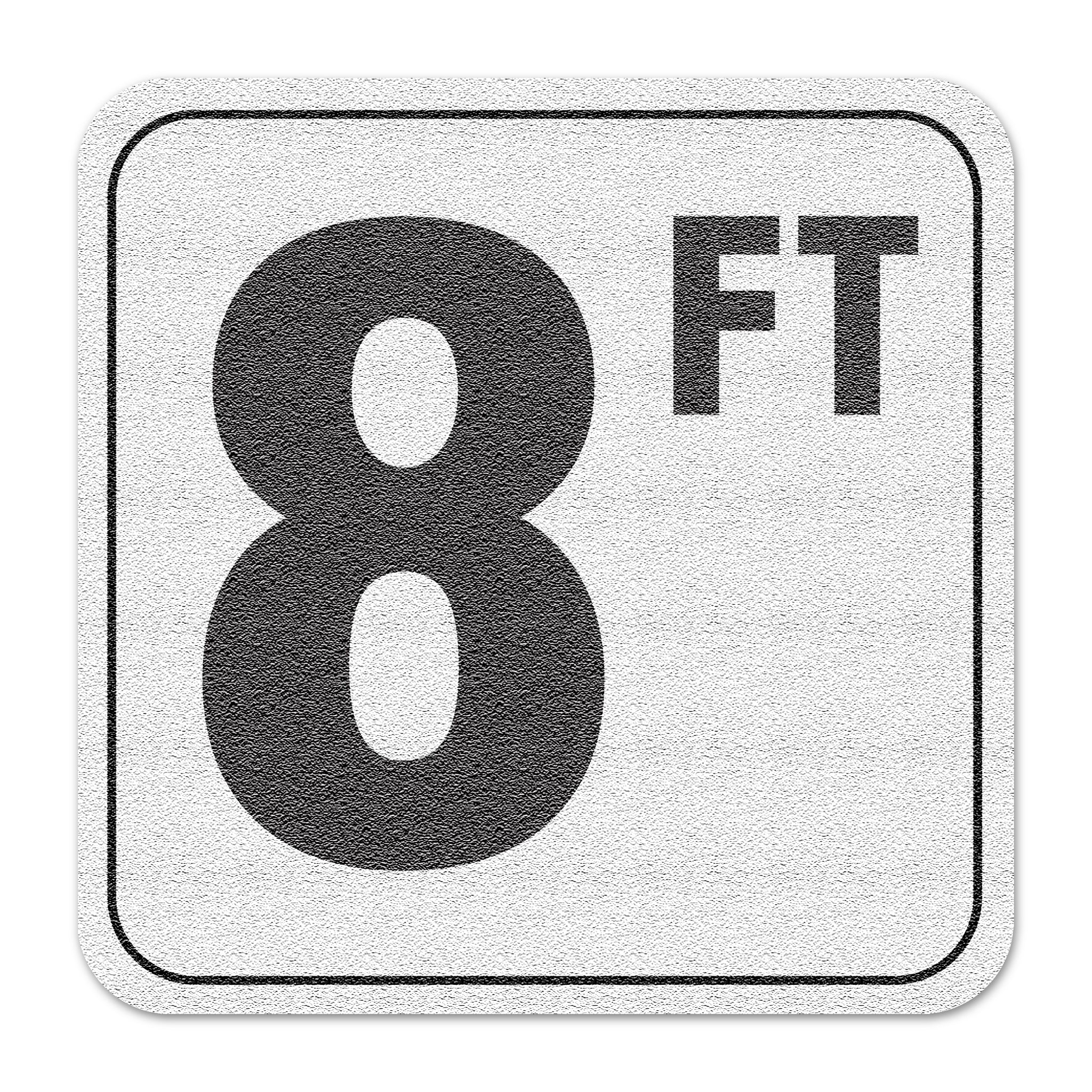 Vinyl Depth Marker Decal 6X6 "8FT" 4 inch font Abrasive Non Slip Finish